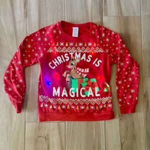 Rudolph Christmas LED Light-Up Sweater Red Size S